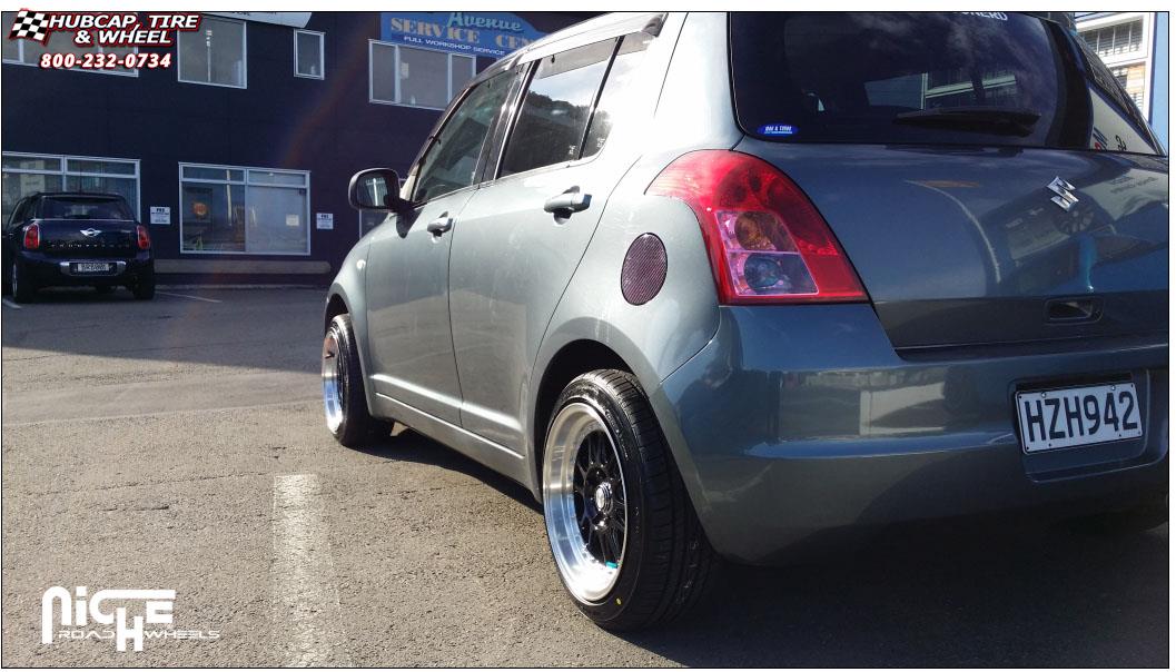 vehicle gallery/suzuki swift niche walker m091  Gloss Black / Machined Lip wheels and rims
